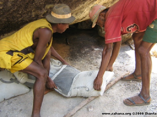 Cement bags for the water dam