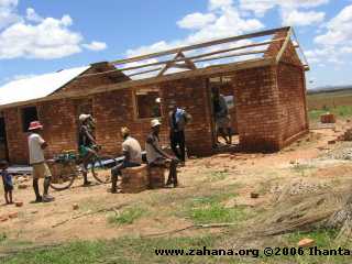 adding the roof to the school