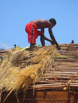thatching the roof in Fiadanana